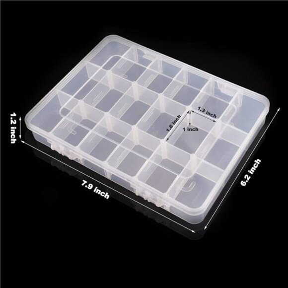 Clear Plastic Organizer Box with 18 Adjustable Grids for Jewelry Beads Crafts - Picture 3 of 8